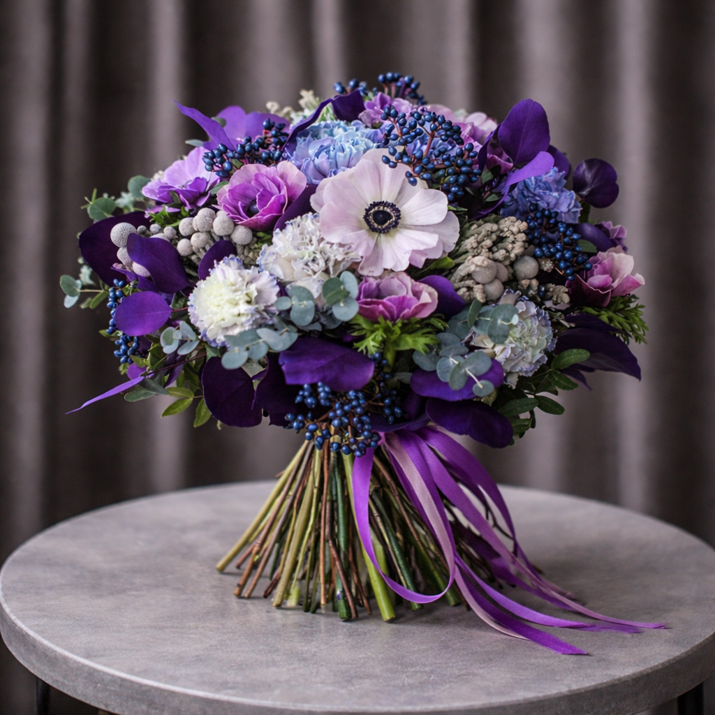 Buchet Premium Mov cu Anemone și Flori de Primăvară