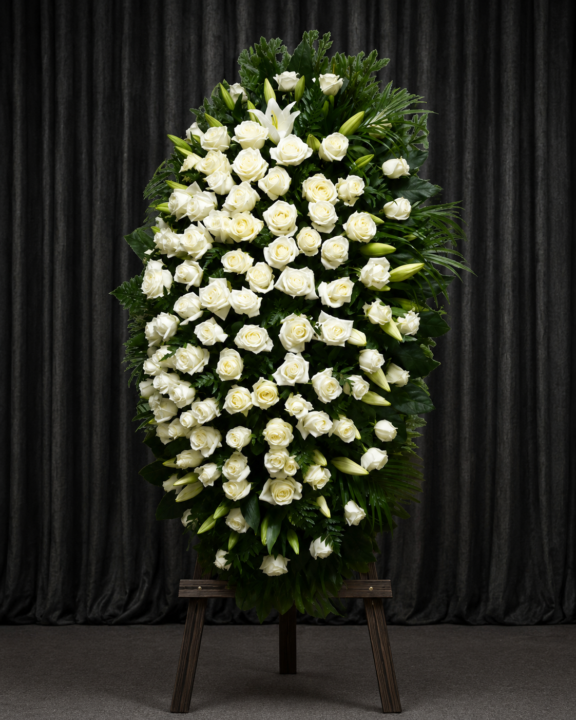 Coroana Funerara cu Trandafiri Albi