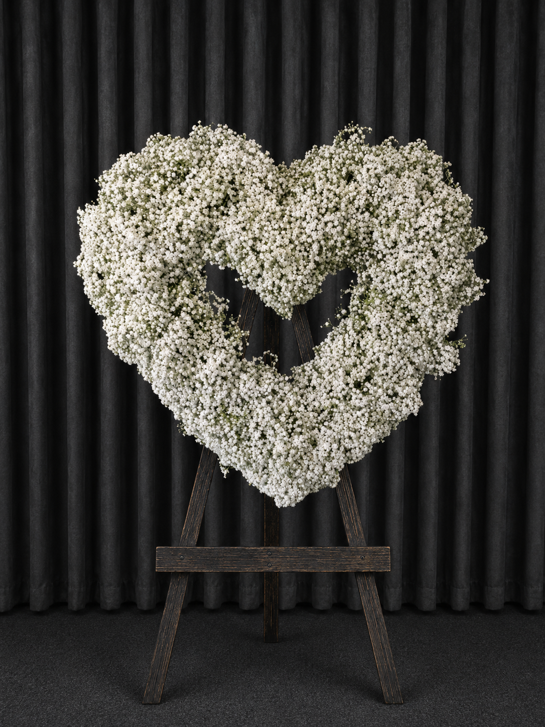 Coroana Funerara Inima In Nuanta de alb Din Gipsofila