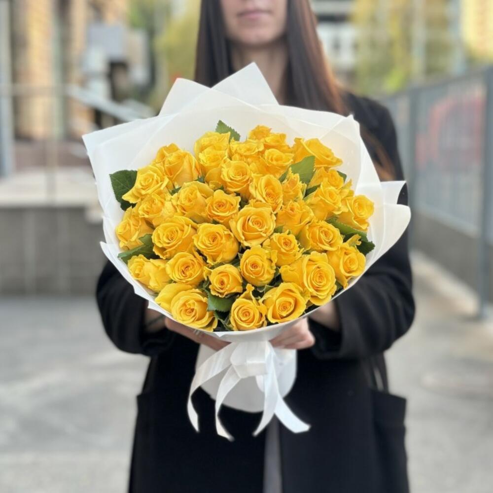 buchet cu 35 trandafiri galbeni