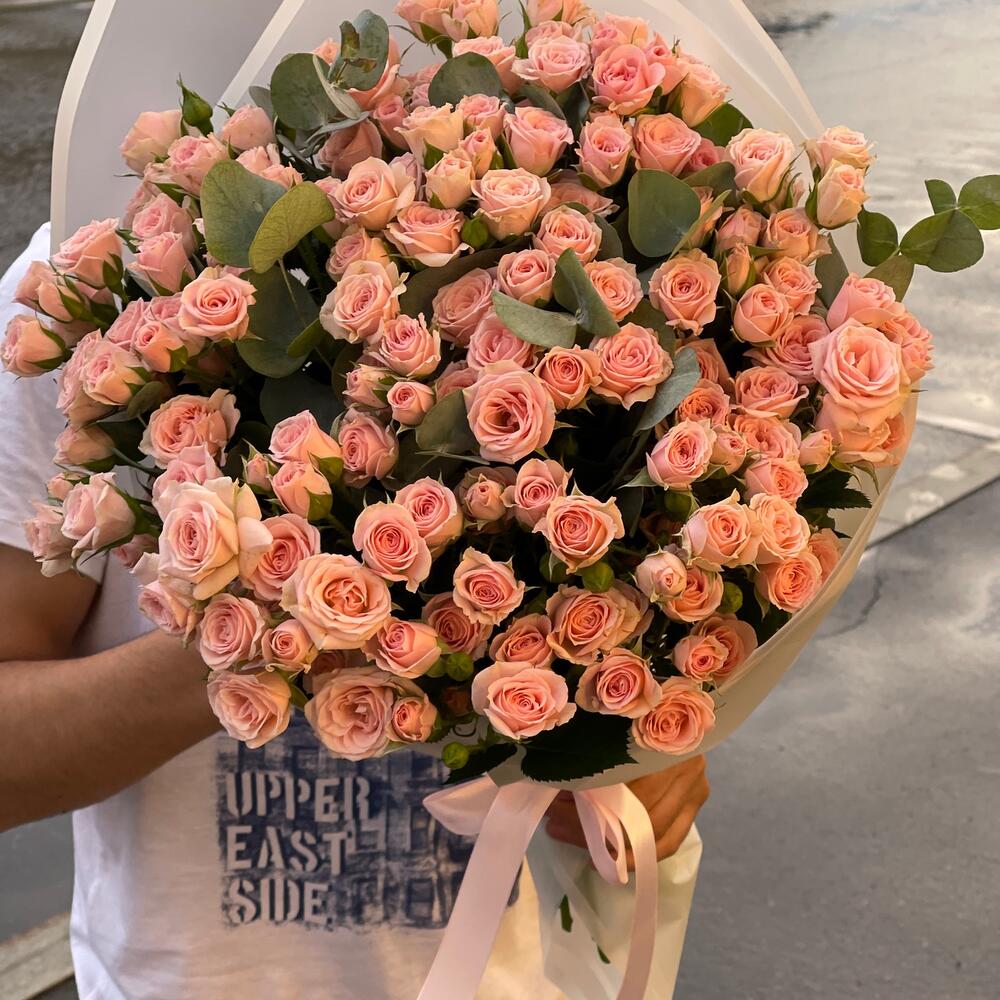 buchet flori cu 29 de mini roze roz