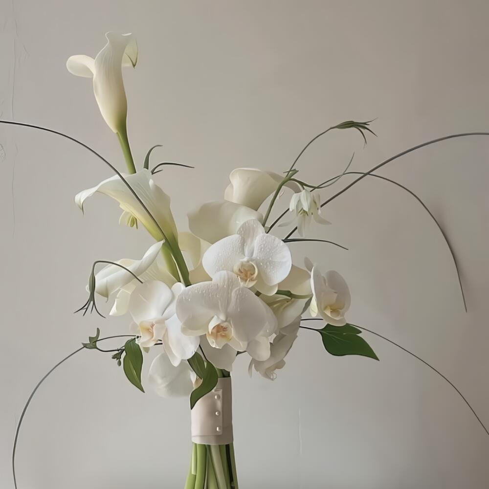 buchet mireasa din cale si orhidee albe